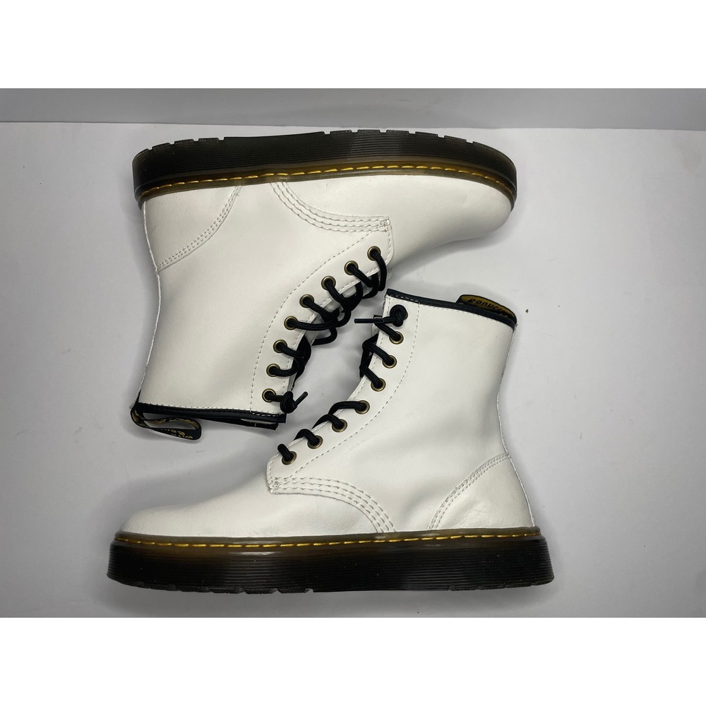 Dr. Martens Zavala White Leather Lace Up Combat Boots USL 8 USM 7 AW004
